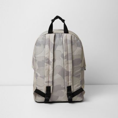 Stone camo print mesh pocket backpack